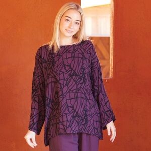 Bryn Walker NWT Bex Top in Uvetta Netta Print Purple Jersey Lagenlook Top- Small